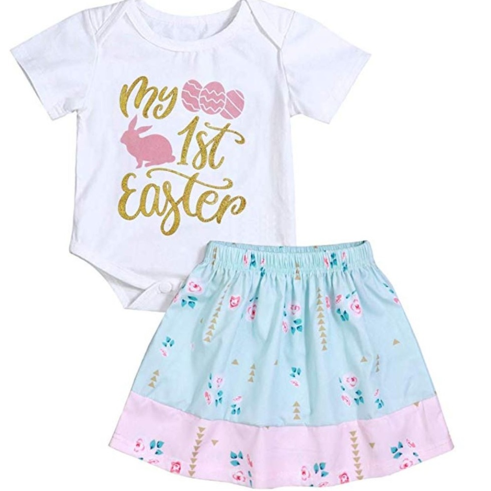 Baby Girl My 1st Easter Outfit Bunny 2-Piece